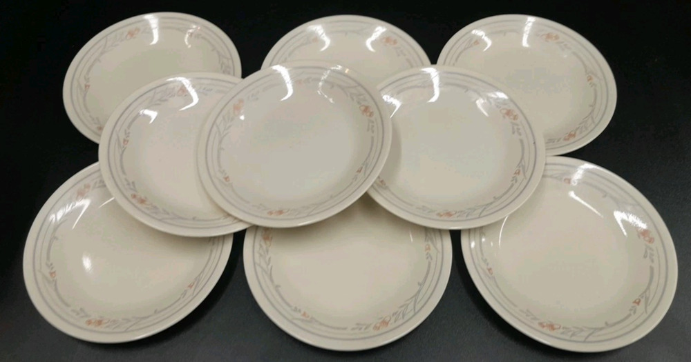 Vintage Corelle TULIP ROSE Bread & Butter Plates 6 3/4" Sandstone Set of 9